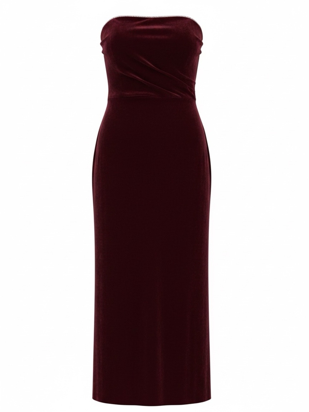 Scott McClintock Strapless Velvet Midi Dress in Burgundy M